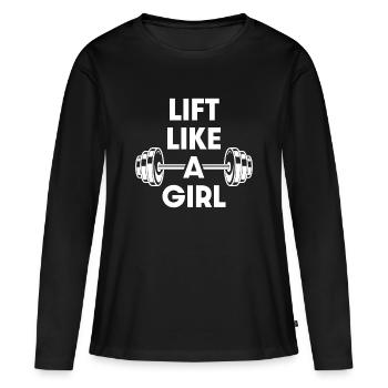 Lift like a girl - Women's Premium Organic Long Sleeve Shirt - black - Front - Julia (174cm)