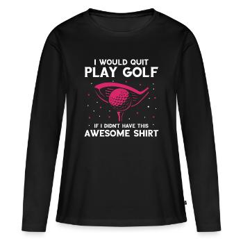 Tu regardes mon putt ? Drôle de conversation sur le golf - T-shirt manches longues Premium bio Femme - noir - Devant - Julia (174cm)