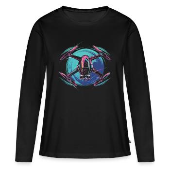 Drone dynamique - T-shirt manches longues Premium bio Femme - noir - Devant - Julia (174cm)