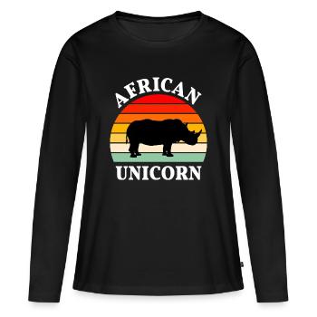 Rhinocéros, Afrique, Pachyderme, Licorne africaine - T-shirt manches longues Premium bio Femme - noir - Devant - Julia (174cm)