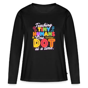 Professeur de braille Braille - T-shirt manches longues Premium bio Femme - noir - Devant - Julia (174cm)