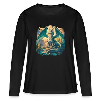 Dragon Dragon - T-shirt manches longues Premium bio Femme - noir - Devant - Julia (174cm)