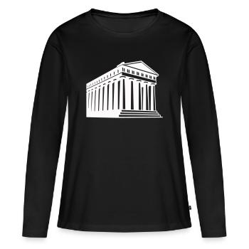 Antike griechische Tempelillustration - Frauen Premium Bio Langarmshirt - Schwarz - Vorne - Julia (174cm)