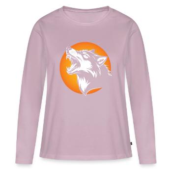 Tête de loup en silhouette contrastée - T-shirt manches longues Premium bio Femme - rose poudré - Devant - Julia (174cm)