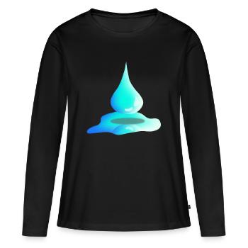 Gouttes d’eau | Eau | Nature - T-shirt manches longues Premium bio Femme - noir - Devant - Julia (174cm)