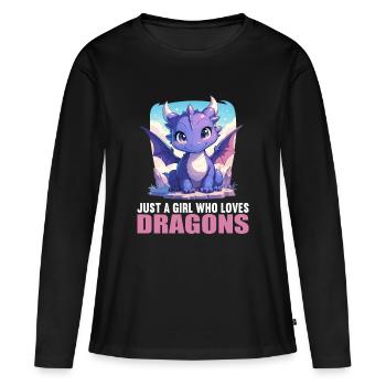 Dragon Dragon - T-shirt manches longues Premium bio Femme - noir - Devant - Julia (174cm)