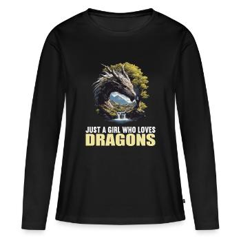 Dragon Dragon - T-shirt manches longues Premium bio Femme - noir - Devant - Julia (174cm)