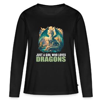 Dragon Dragon - T-shirt manches longues Premium bio Femme - noir - Devant - Julia (174cm)