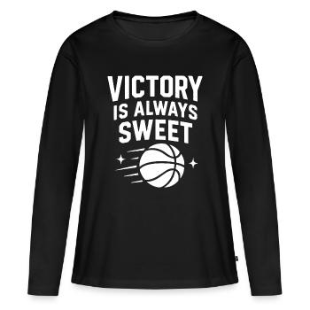 Streben nach dem Basketballsieg - Frauen Premium Bio Langarmshirt - Schwarz - Vorne - Julia (174cm)