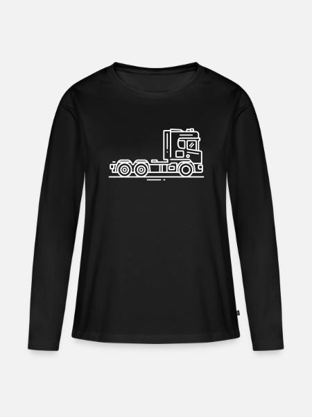 Laster Lkw Fahrzeug - Frauen Premium Bio Langarmshirt - Schwarz