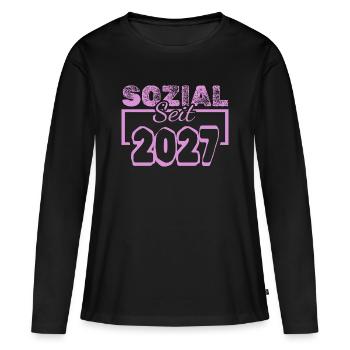Engagement social 2027 - T-shirt manches longues Premium bio Femme - noir - Devant - Julia (174cm)