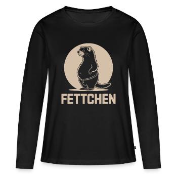 Lustiges Frettchen Essen Bierbauch Fettchen - Frauen Premium Bio Langarmshirt - Schwarz - Vorne - Julia (174cm)