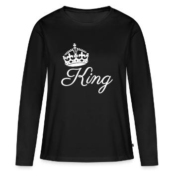 Couronne royale avec motif de texte King - T-shirt manches longues Premium bio Femme - noir - Devant - Julia (174cm)