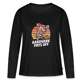 L'oryctérope récompense la motivation du fourmilier - T-shirt manches longues Premium bio Femme - noir - Devant - Julia (174cm)