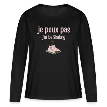 je peux pas j’ai Skating - T-shirt manches longues Premium bio Femme - noir - Devant - Julia (174cm)