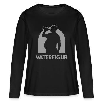 Papa mit Bierbauch Lustige Ironische Vaterfigur - Frauen Premium Bio Langarmshirt - Schwarz - Vorne - Julia (174cm)