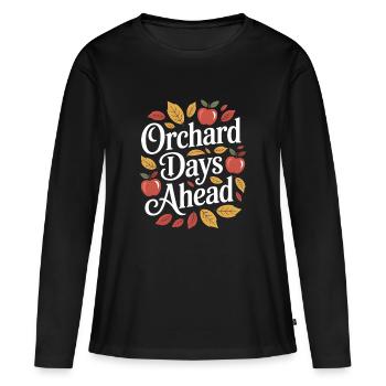 Journées de verger à venir Cueillette de pommes d'automne - T-shirt manches longues Premium bio Femme - noir - Devant - Julia (174cm)