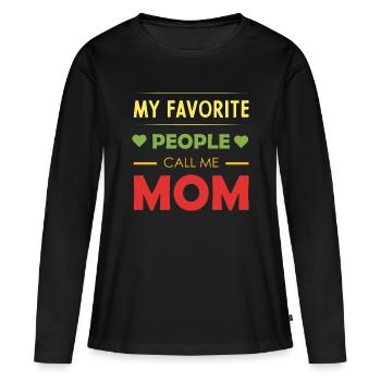 Message personnel de maternité - T-shirt manches longues Premium bio Femme - noir - Devant - Julia (174cm)