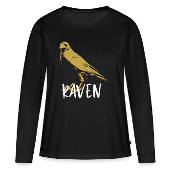 Illustration corbeau totem renaissance - T-shirt manches longues Premium bio Femme - noir - Devant - Julia (174cm)