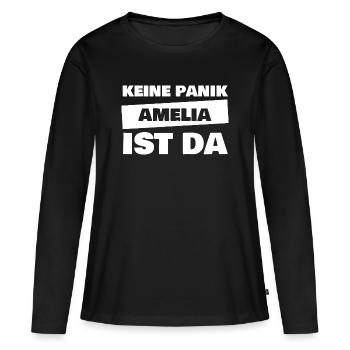 Amelia als Vorname - Frauen Premium Bio Langarmshirt - Schwarz - Vorne - Julia (174cm)