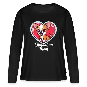 Chihuahua Mom Cartoon Herz für Hundemamas - Frauen Premium Bio Langarmshirt - Schwarz - Vorne - Julia (174cm)