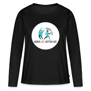 Une vie sobre. Une vie meilleure - T-shirt manches longues Premium bio Femme - noir - Devant - Julia (174cm)