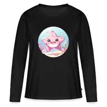 Étoile de mer Étoile de mer - T-shirt manches longues Premium bio Femme - noir - Devant - Julia (174cm)