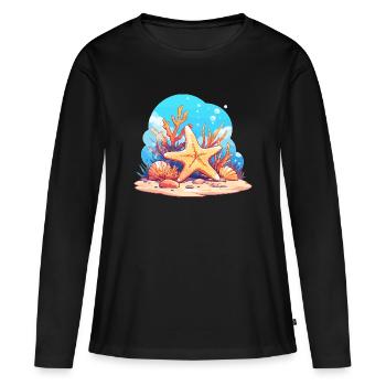 Étoile de mer Étoile de mer - T-shirt manches longues Premium bio Femme - noir - Devant - Julia (174cm)