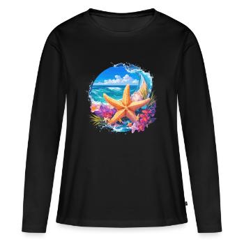 Étoile de mer Étoile de mer - T-shirt manches longues Premium bio Femme - noir - Devant - Julia (174cm)