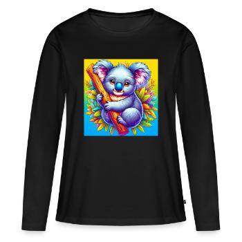Koala - Frauen Premium Bio Langarmshirt - Schwarz - Vorne - Julia (174cm)