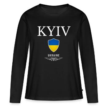 Design élégant de Kiev, fierté ukrainienne - T-shirt manches longues Premium bio Femme - noir - Devant - Julia (174cm)