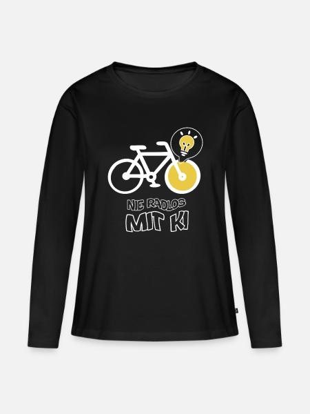 Kreatives Fahrrad mit Lichtbirne Design - Frauen Premium Bio Langarmshirt - Schwarz