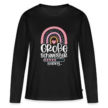 Grande Soeur Annonce Annonce Arc-en-ciel - T-shirt manches longues Premium bio Femme - noir - Devant - Julia (174cm)