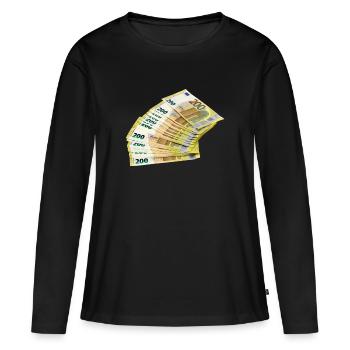 Conception noble des billets en euros - T-shirt manches longues Premium bio Femme - noir - Devant - Julia (174cm)