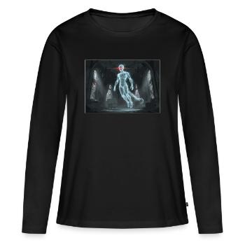 Fantôme numérique dans la maison hantée - T-shirt manches longues Premium bio Femme - noir - Devant - Julia (174cm)