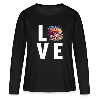 Étoile de mer Étoile de mer - T-shirt manches longues Premium bio Femme - noir - Devant - Julia (174cm)