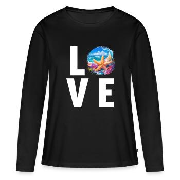 Étoile de mer Étoile de mer - T-shirt manches longues Premium bio Femme - noir - Devant - Julia (174cm)