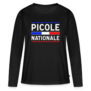 Picole Nationale nouveau design - T-shirt manches longues Premium bio Femme - noir - Devant - Julia (174cm)