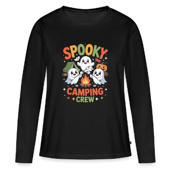 Spooky Camping Crew Camper Hiker Halloween Camping - Frauen Premium Bio Langarmshirt - Schwarz - Vorne - Julia (174cm)