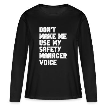 Responsable de la sécurité disant que le travail du service de sécurité est drôle - T-shirt manches longues Premium bio Femme - noir - Devant - Julia (174cm)