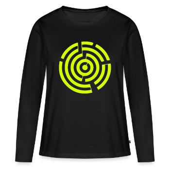 Labyrinthe Labyrinthe Crop Circle - T-shirt manches longues Premium bio Femme - noir - Devant - Julia (174cm)