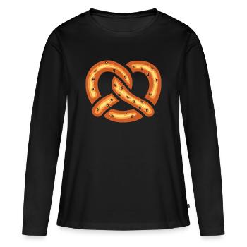 Illustration de dessin animé de bretzel drôle - T-shirt manches longues Premium bio Femme - noir - Devant - Julia (174cm)