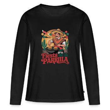 Fiesta De La Parrilla : Mexicaine - T-shirt manches longues Premium bio Femme - noir - Devant - Julia (174cm)