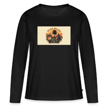 Café Marocain Lounge Vintage - T-shirt manches longues Premium bio Femme - noir - Devant - Julia (174cm)