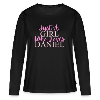Conception de citation girly inspirante - T-shirt manches longues Premium bio Femme - noir - Devant - Julia (174cm)