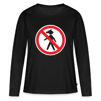 Panneau Interdiction Loup-Garou – Signalisation Hu - T-shirt manches longues Premium bio Femme - noir - Devant - Julia (174cm)