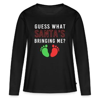 Werdender Papa werdende Väter Weihnachten - Frauen Premium Bio Langarmshirt - Schwarz - Vorne - Julia (174cm)