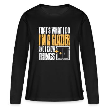 Propulsé par Glass Retro Window Worker Glazier Pride - T-shirt manches longues Premium bio Femme - noir - Devant - Julia (174cm)