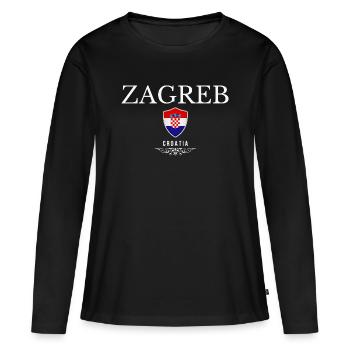 Zagreb Croatie, souvenir Zagreb - T-shirt manches longues Premium bio Femme - noir - Devant - Julia (174cm)