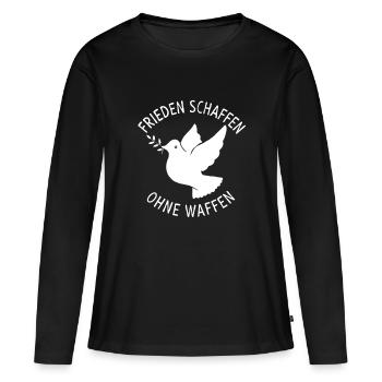Frieden Schaffen ohne Waffen Friedenstaube  - Frauen Premium Bio Langarmshirt - Schwarz - Vorne - Julia (174cm)